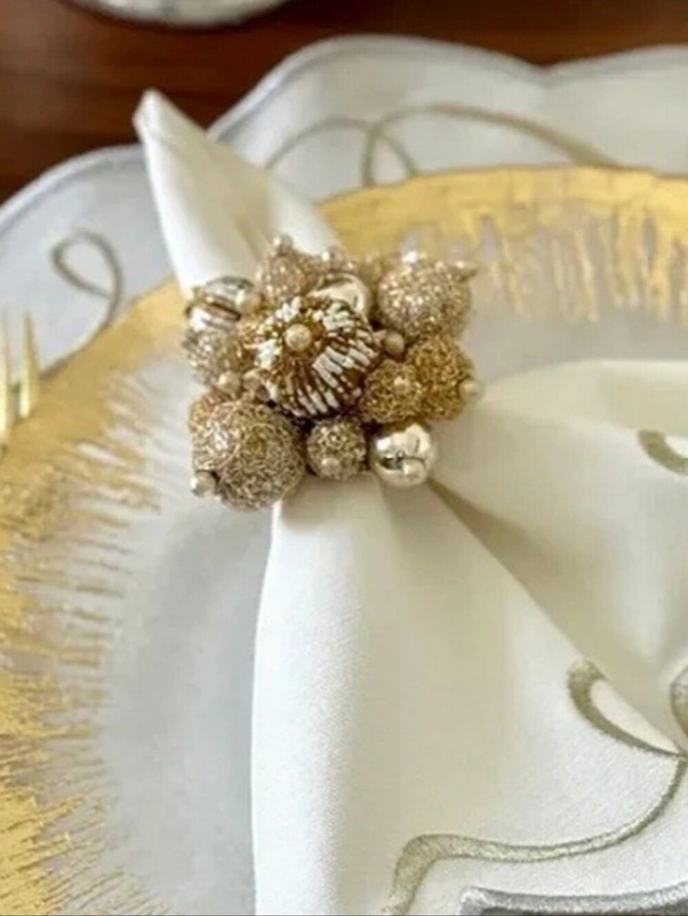 Bodrum - Gala Napkin Ring Set (4) - Gold NWT